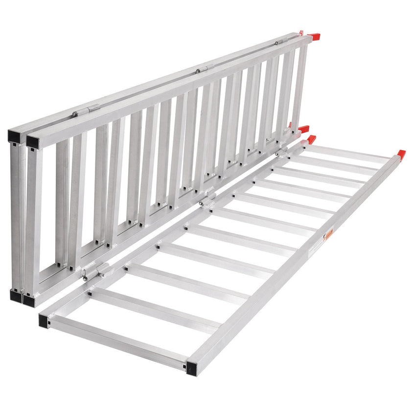 VEVOR Aluminum Ramps, 1500 lbs, Folding Loading Ramp with Load Straps, Tri-Fold Ramp for UTV, ATV, Trucks, Motorcycle, Lawnmower, Snow Blower, 77