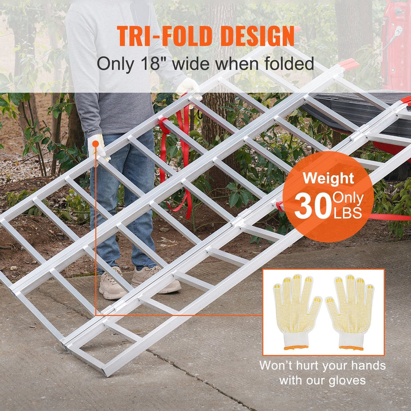 VEVOR Tri-Fold Aluminum Loading Ramp 1500 lbs 77