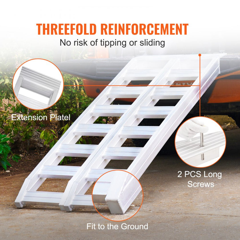 VEVOR Aluminum Ramps, 8810 lbs, Heavy-duty Ramps with Top Hook Attaching End, Universal Loading Ramp for Motorcycle, Tractor, ATV/UTV, Trucks, Lawn Mower, 72