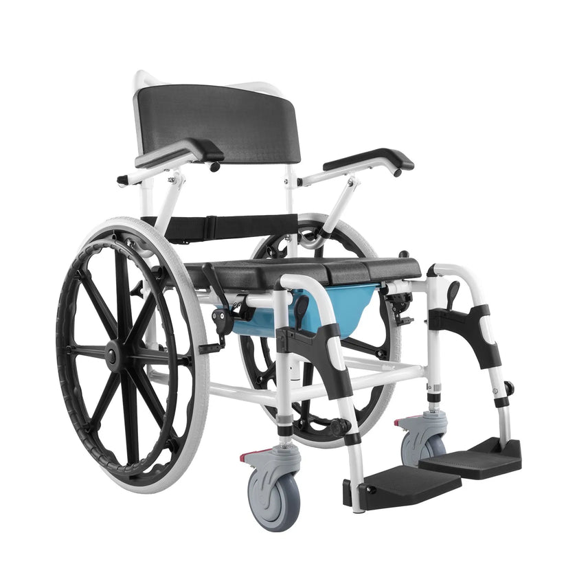 VEVOR Shower Wheelchair 17.5in Al Alloy Commode Bathroom Wheelchair for Disabled