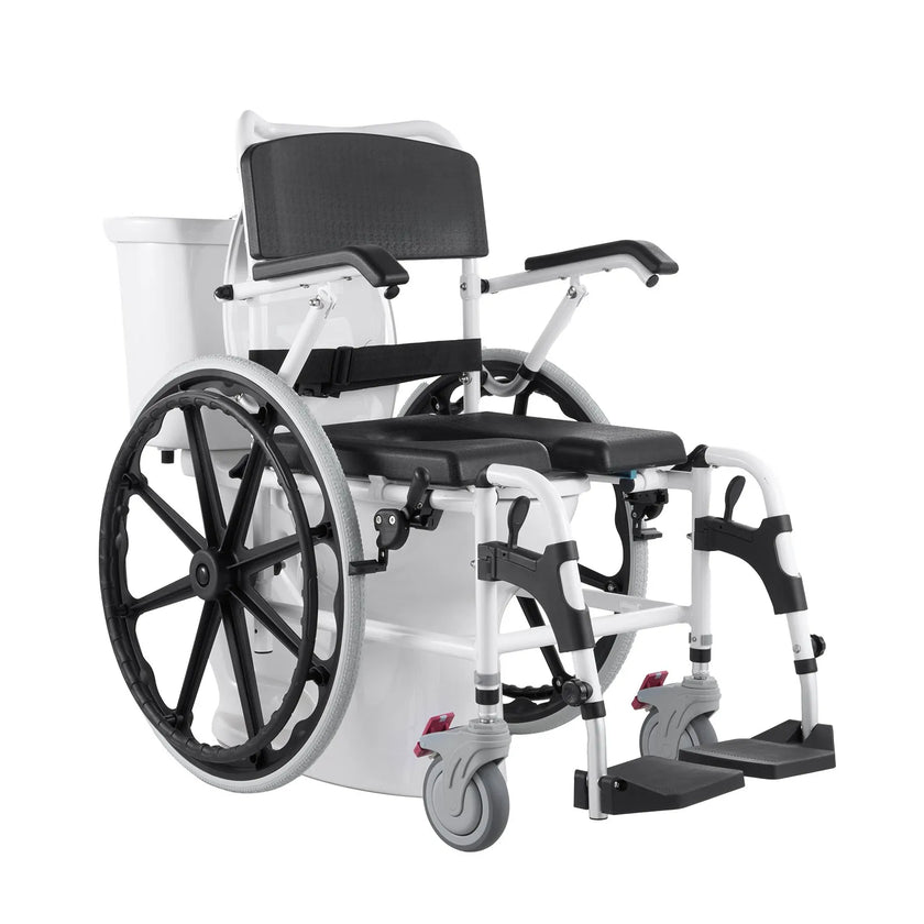 VEVOR Shower Wheelchair 17.5in Al Alloy Commode Bathroom Wheelchair for Disabled