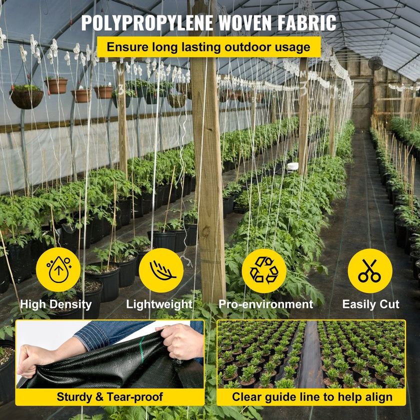 VEVOR Garden Weed Barrier Fabric, 3.24oz Heavy Duty Landscape Fabric, 3x300 ft Weed Block Control for Garden Ground Cover, Woven Geotextile Fabric for Landscaping, Gardening, Underlayment, Black