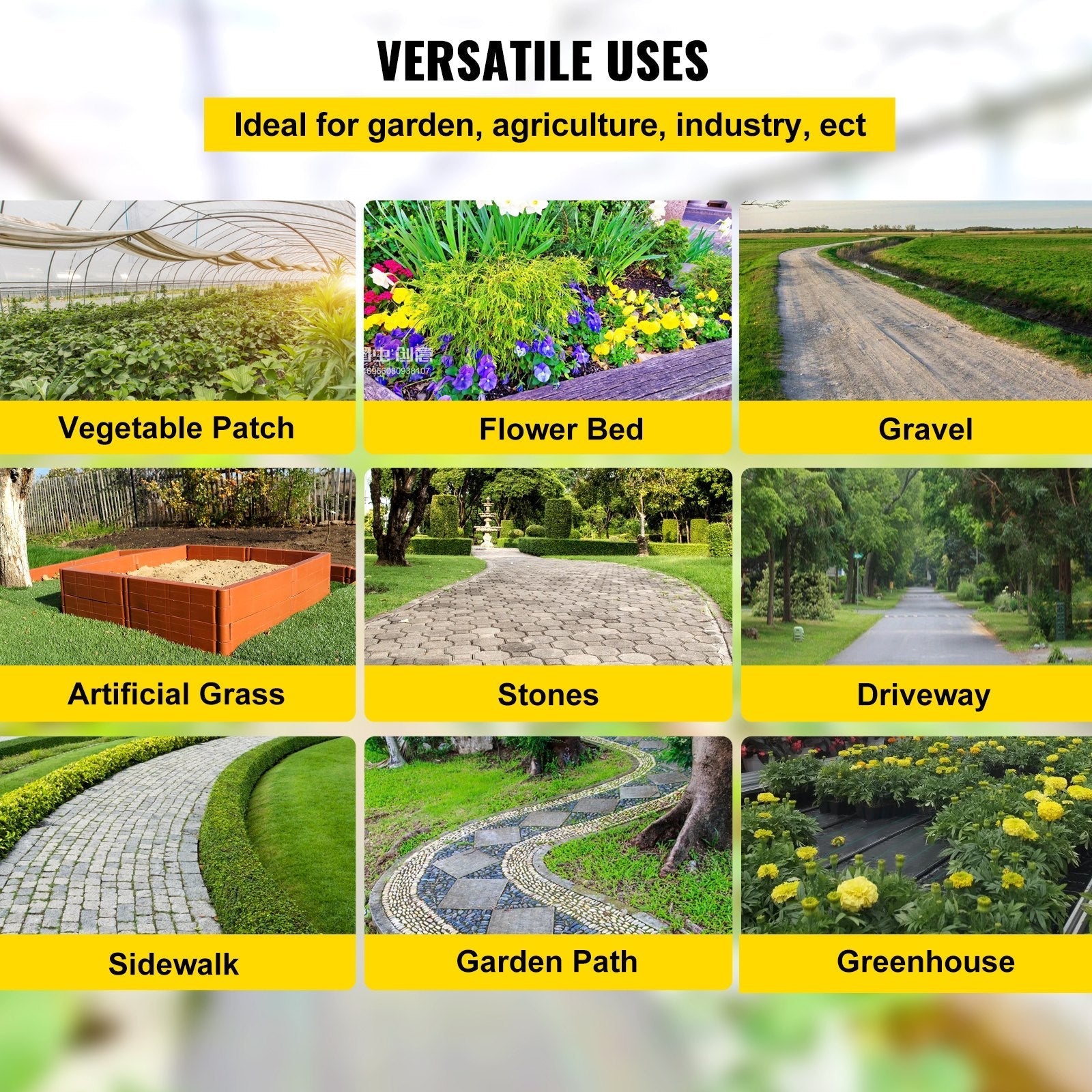 VEVOR Garden Weed Barrier Fabric, 3.24oz Heavy Duty Landscape Fabric, 3x300 ft Weed Block Control for Garden Ground Cover, Woven Geotextile Fabric for Landscaping, Gardening, Underlayment, Black