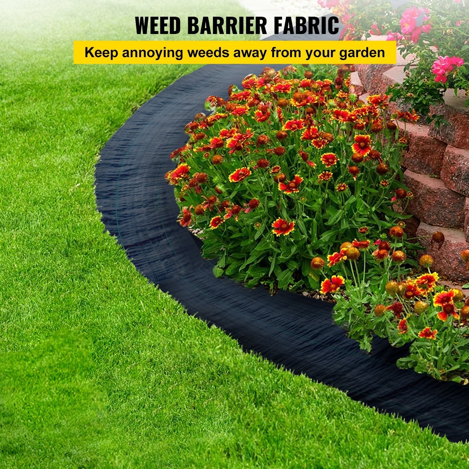 20 YEAR 6.5x330 ft Heavy Duty PP Woven Weed Barrier Landscape Ground Cover 3.2Oz
