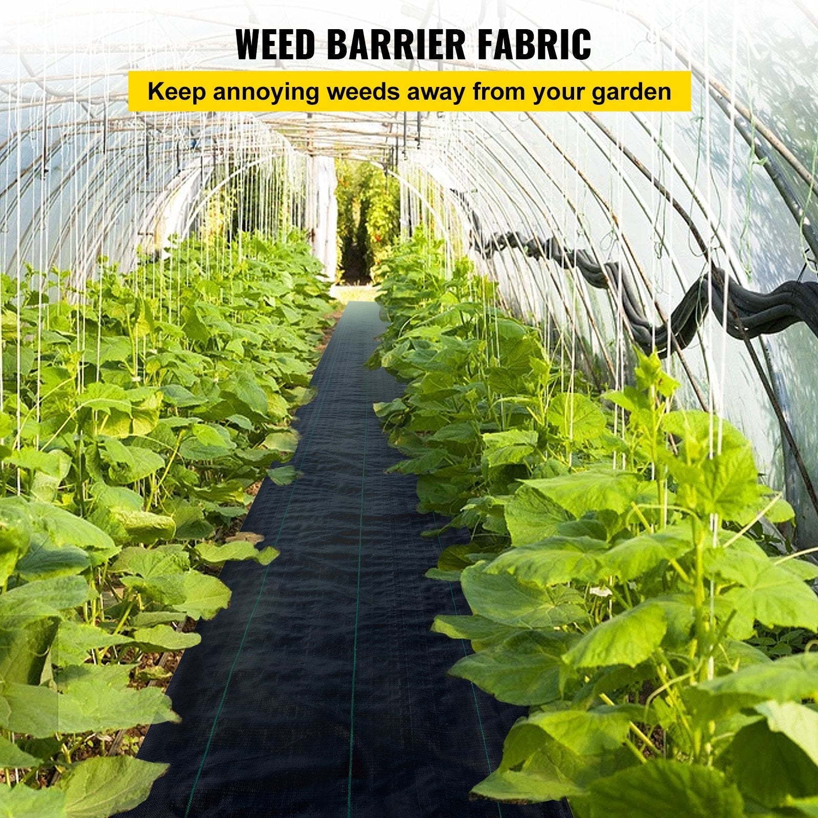 VEVOR 6FTx300FT Premium Weed Barrier Fabric Heavy Duty 1.5OZ, Woven Weed Control Fabric, High Permeability Good for Flower Bed, Geotextile Fabric for Underlayment, Polyethylene Ground Cover