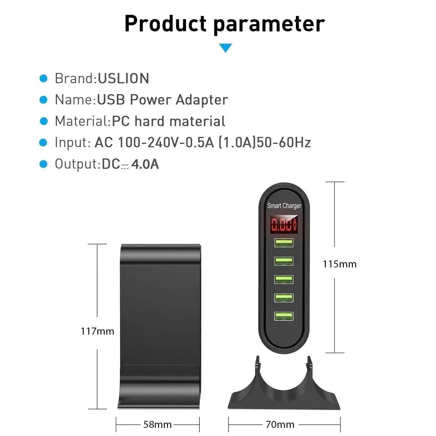 USB five-port smart charger Smart USB Power Adapter