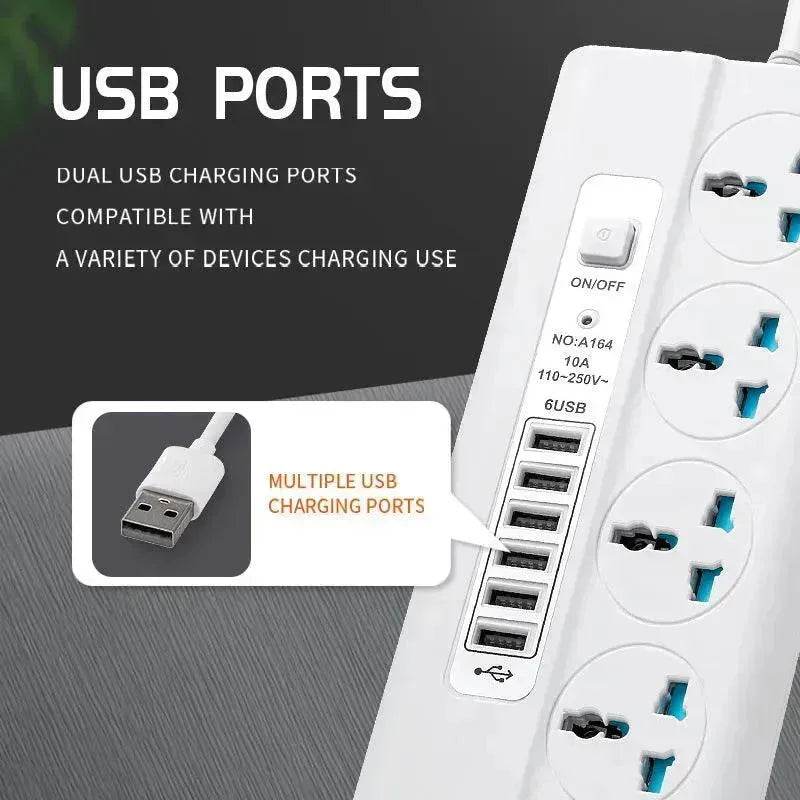 USB Universal Hole Plug Smart Power Strip and Surge Suppressor