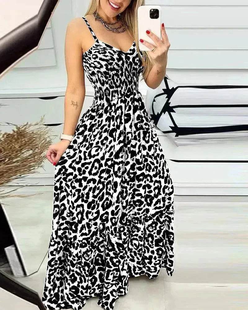 V-neck Brace Dress High Waist Temperament