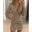 V-neck Hip Irregular Skirt Long Sleeve Women
