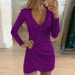V-neck Hip Irregular Skirt Long Sleeve Women