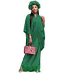 V-neck Loose Casual Two-piece Turkish Middle Eastern Robe Satin Dress