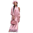V-neck Loose Casual Two-piece Turkish Middle Eastern Robe Satin Dress