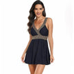 V-neck Printed Swimsuit Dress Summer Beach Vacation Bikini Fashion Womens Clothing
