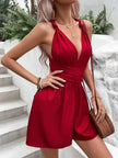 V-neck Charming Lace-up Waist Backless Elegant Sweet Women's Jumpsuit