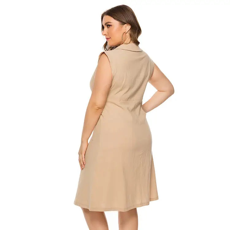1 Pocket V-Neck Plus Size Dress