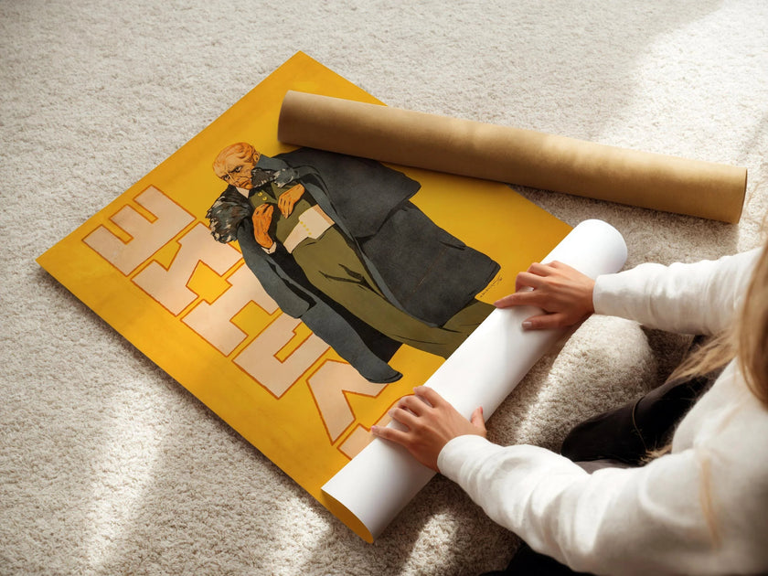 V. Strimaitis ‚Äì The Overcoat (Gogol) | Striking Soviet Film Poster in Yellow | Vintage Movie Print (available handframed or unframed)
