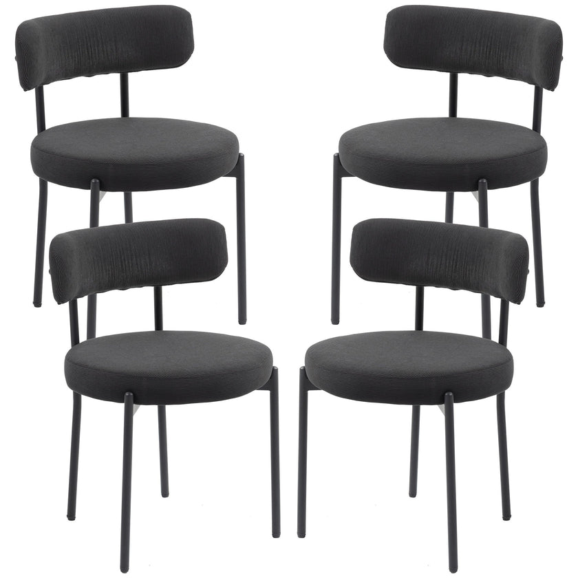 Avery 4 Pieces Modern Dining Chairs with Corduroy Upholstery-Black