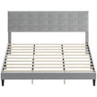 Harper King Size Platform Bed Frame with Upholstered Headboard-Grey
