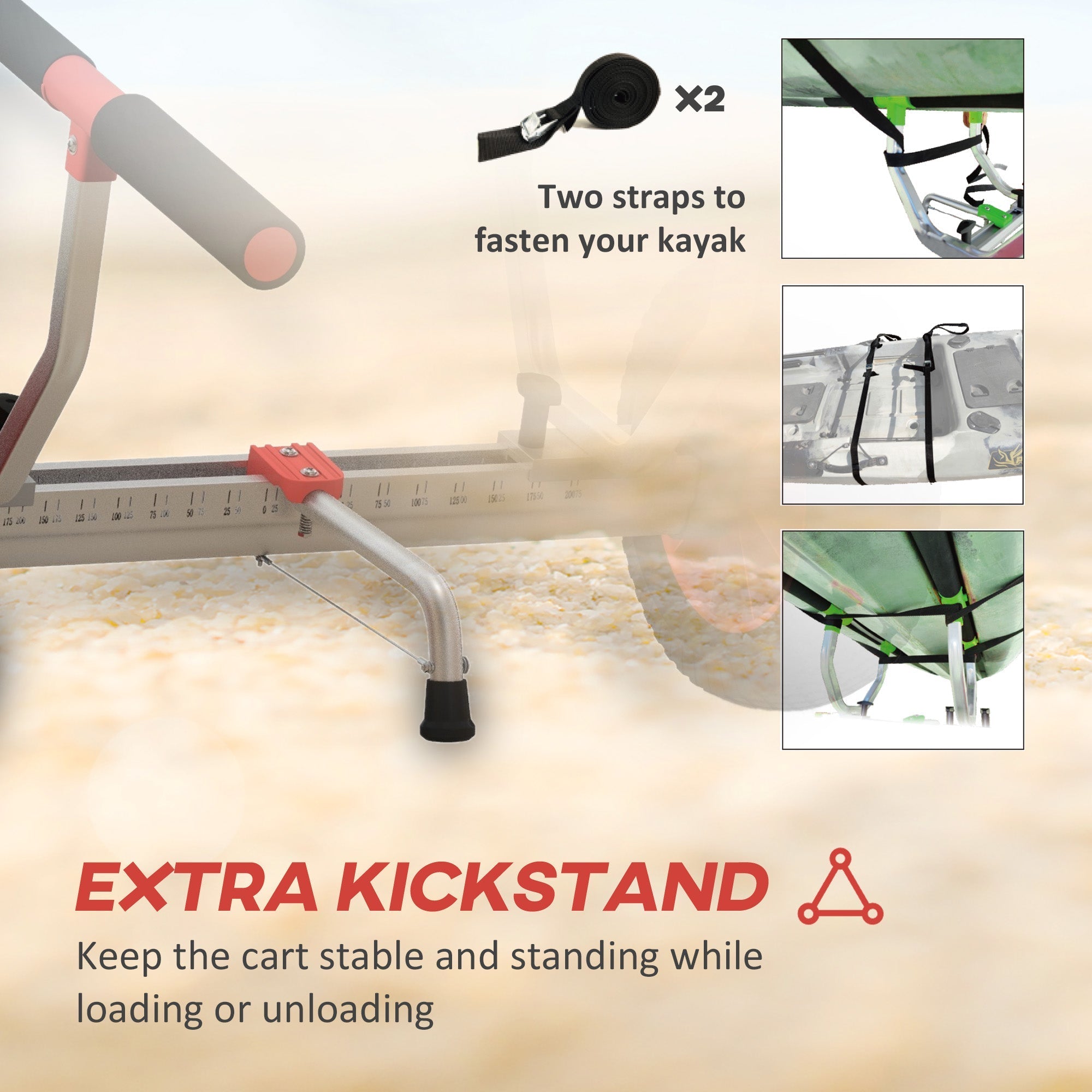 Soozier Kayak Cart Dolly Adjustable Width Transport Red