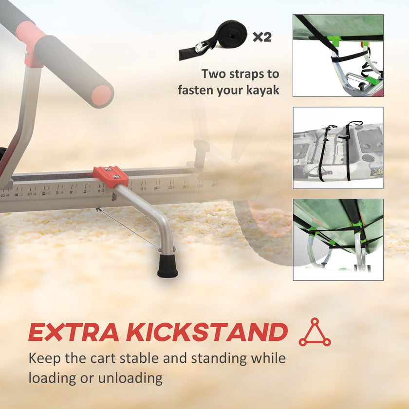 Soozier Kayak Cart Dolly Adjustable Width Transport Red