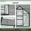 Outsunny Polycarbonate Greenhouse Kit 6.2'x6.3'x6.6' with Sliding Door, Sturdy Frame for Outdoor Gardening - Grey