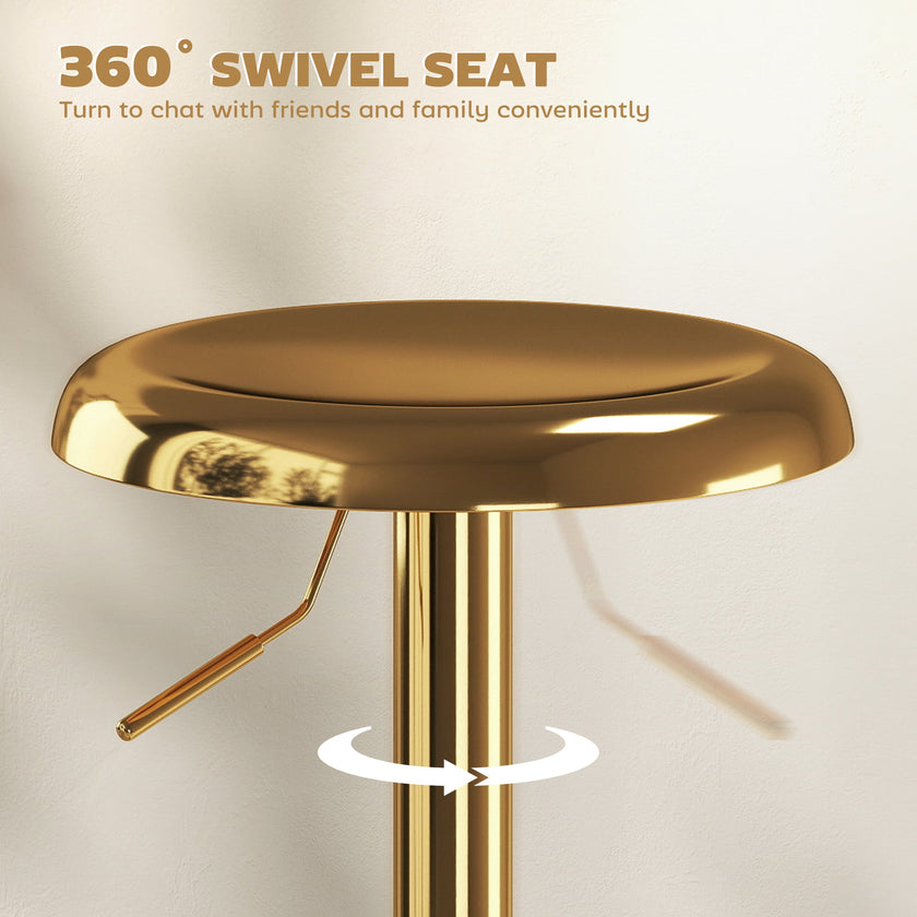 Canmore Modern Adjustable Counter/Bar Stools with Swivel-Set of 2-Gold