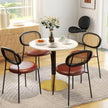 Rene Round Modern Dining Table with Faux Marble Top for Small Spaces-White