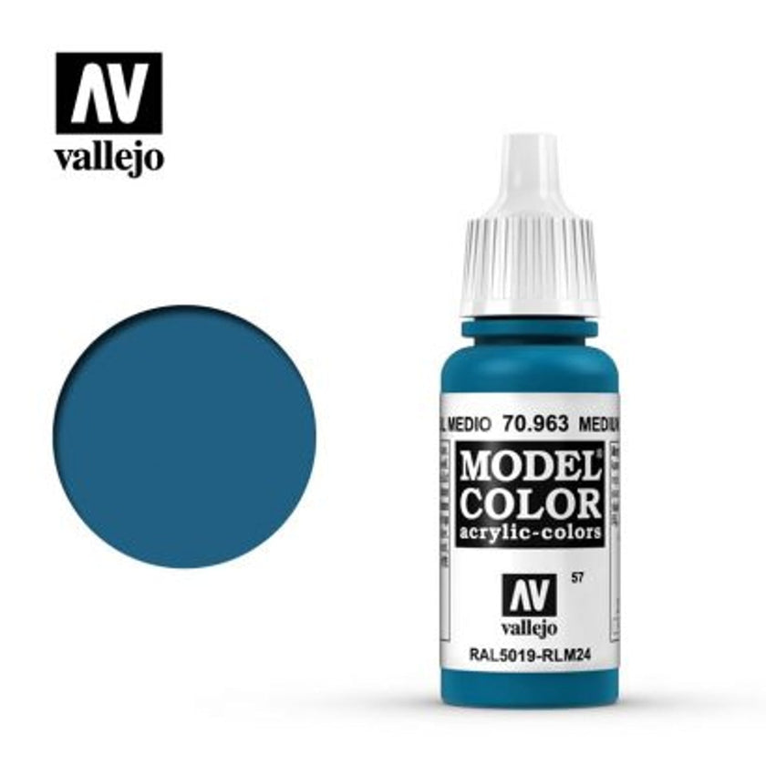 Vallejo 70963 Model Color Medium Blue Paint 17mL NIB