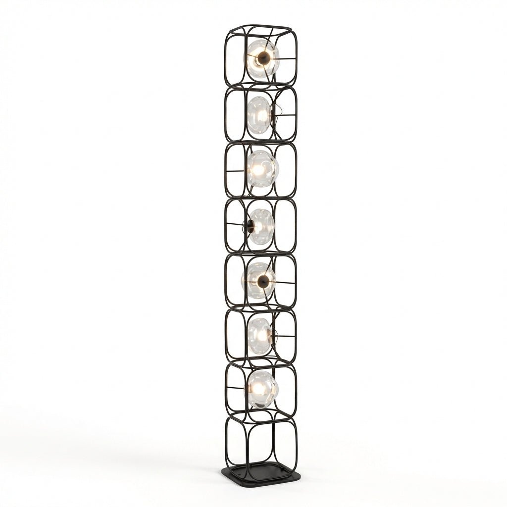 Valletta Wrought Iron + Glass Floor Lamp