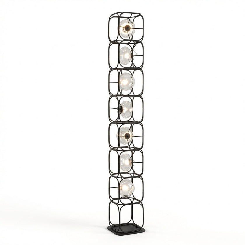 Valletta Wrought Iron + Glass Floor Lamp