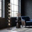 Valletta Wrought Iron + Glass Floor Lamp