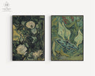 Van Gogh Art Prints: Roses and Moth, Green Wall Art