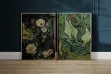 Van Gogh Art Prints: Roses and Moth, Green Wall Art