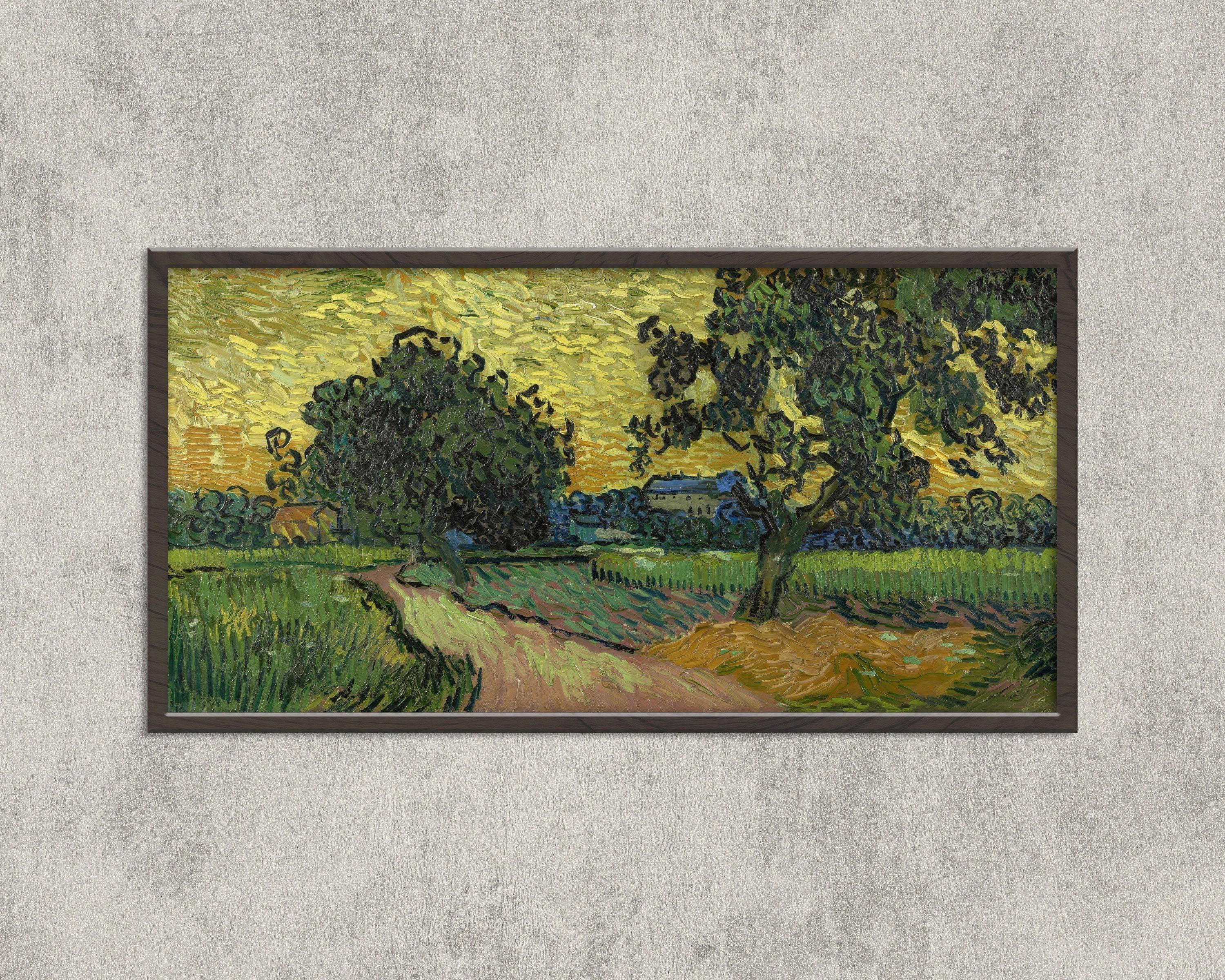Van Gogh Landscape at Twilight Print: Impressionist Panoramic Art