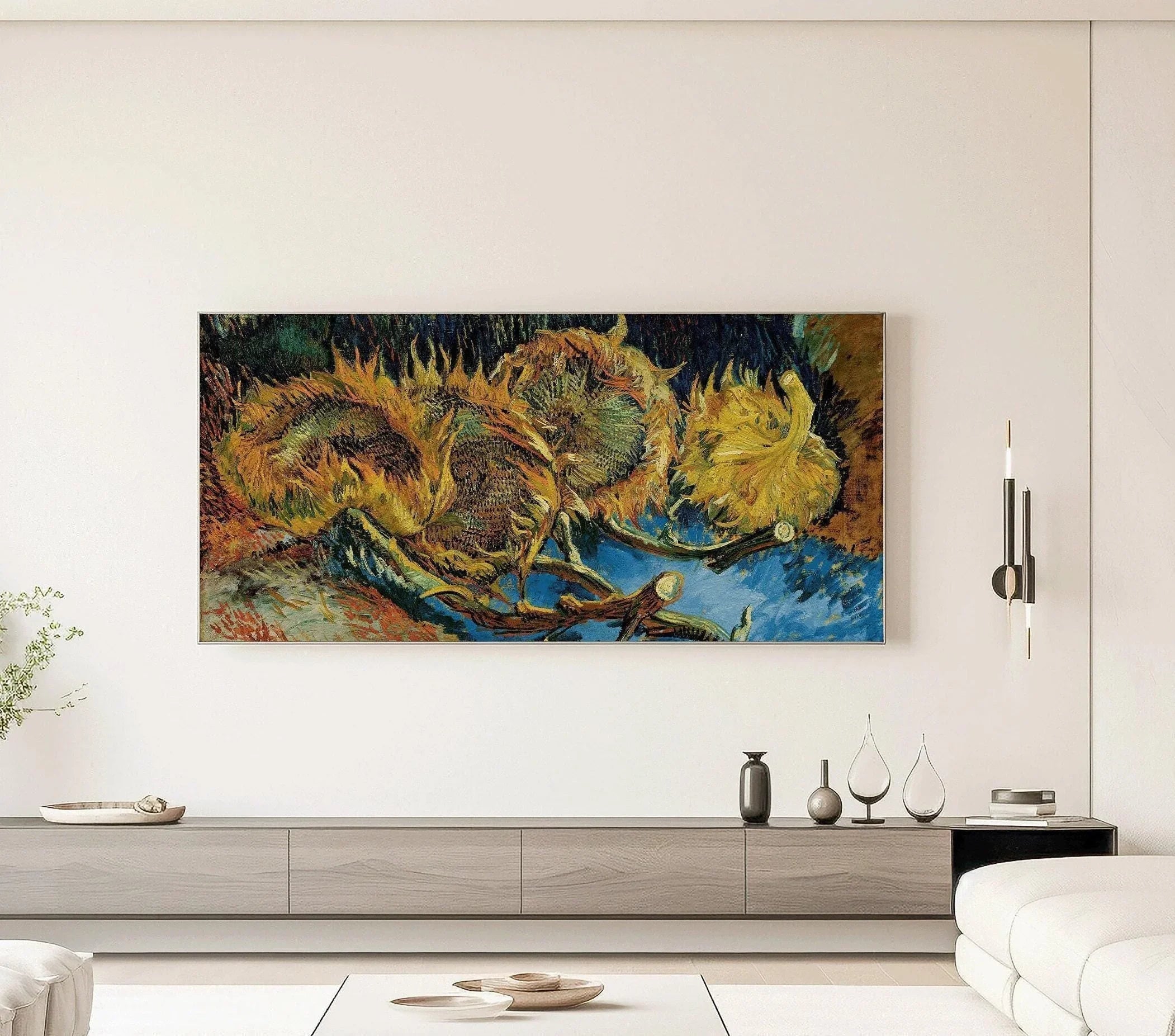 Van Gogh Sunflowers Print: Vintage Impressionist Panoramic Art (2x1)