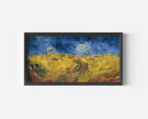 Van Gogh Wheatfield with Crows Print: Vintage Panoramic Art, Handframed Option (2x1)