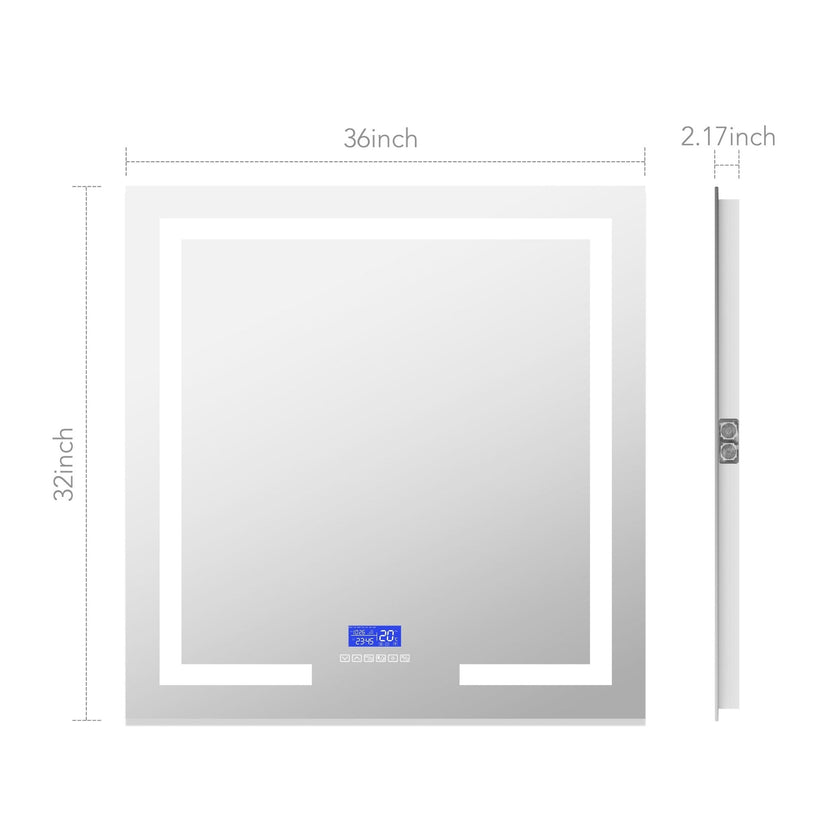 Vanity Mirror with Bluetooth Speaker & Clock – LED Lighted Anti-Fog Bathroom Mirror 30
