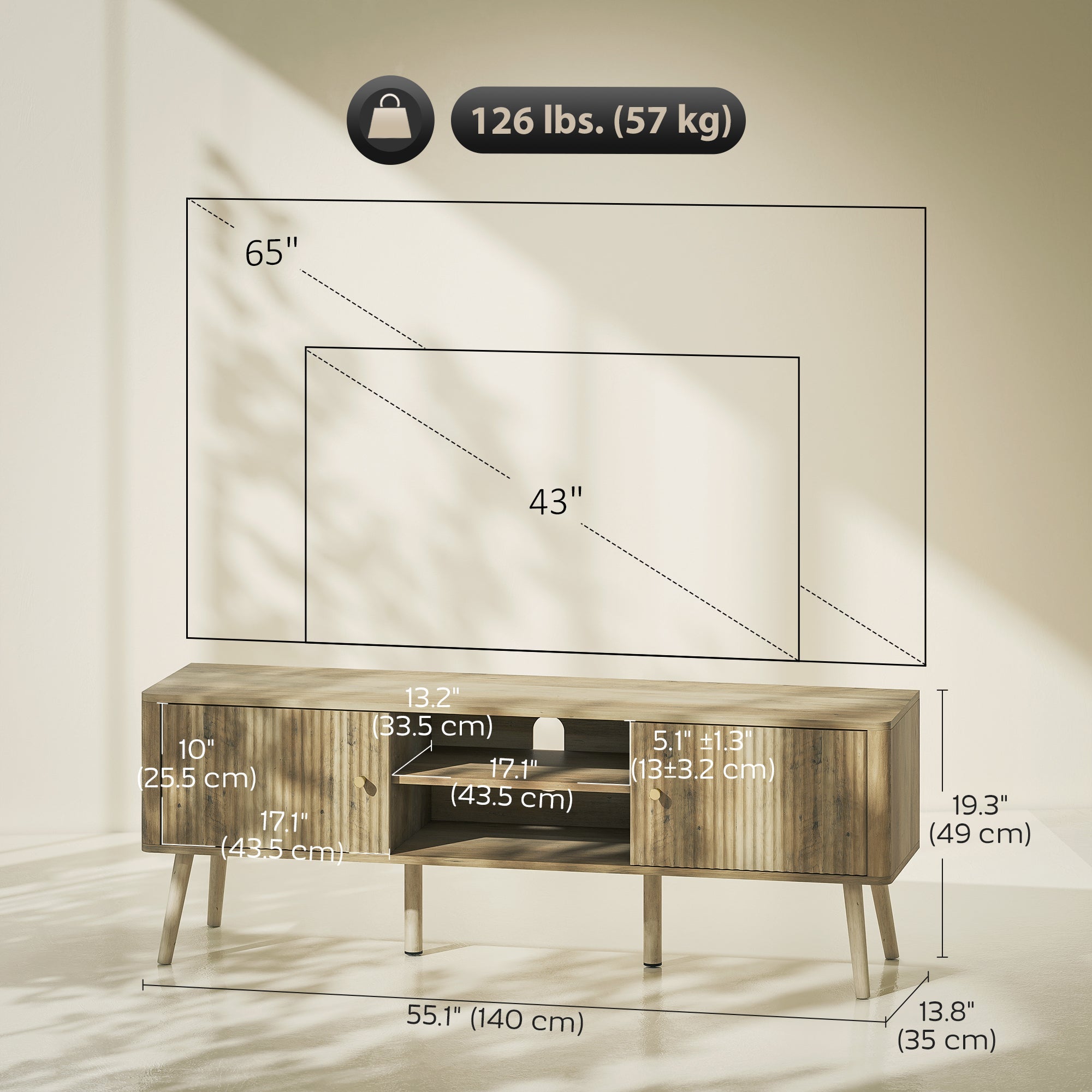 Birch TV Stand for Televisions up to 65