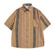 Vertical Stripes Small Floral Short-sleeved Casual Shirt