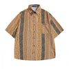 Vertical Stripes Small Floral Short-sleeved Casual Shirt