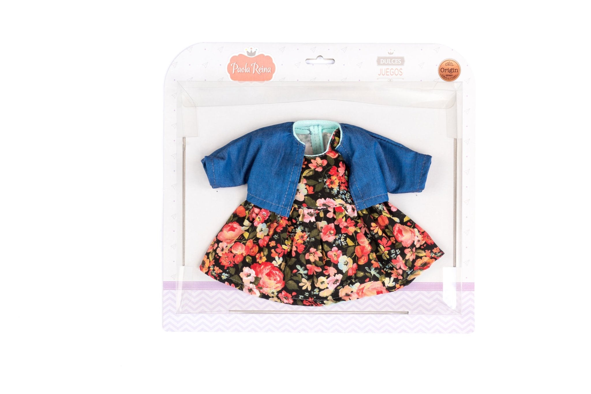 Gordis Doll Clothing - Floral black dress and blue jacket - Paola Reina