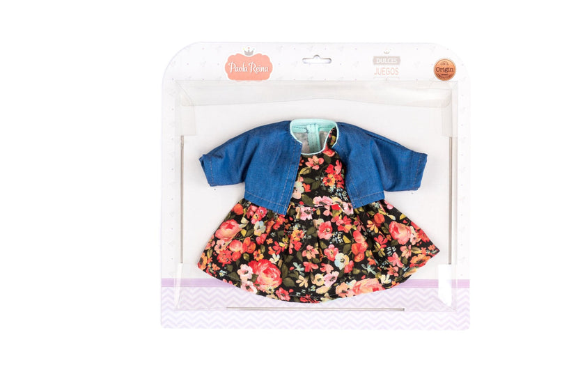 Gordis Doll Clothing - Floral black dress and blue jacket - Paola Reina