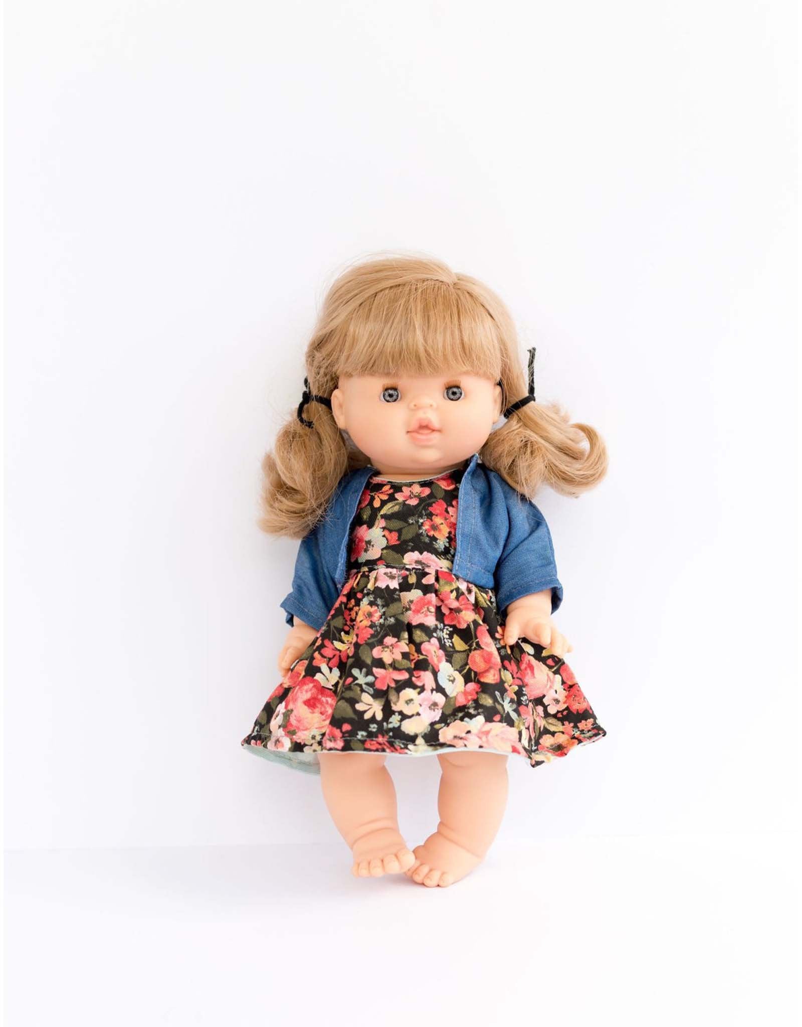 Gordis Doll Clothing - Floral black dress and blue jacket - Paola Reina