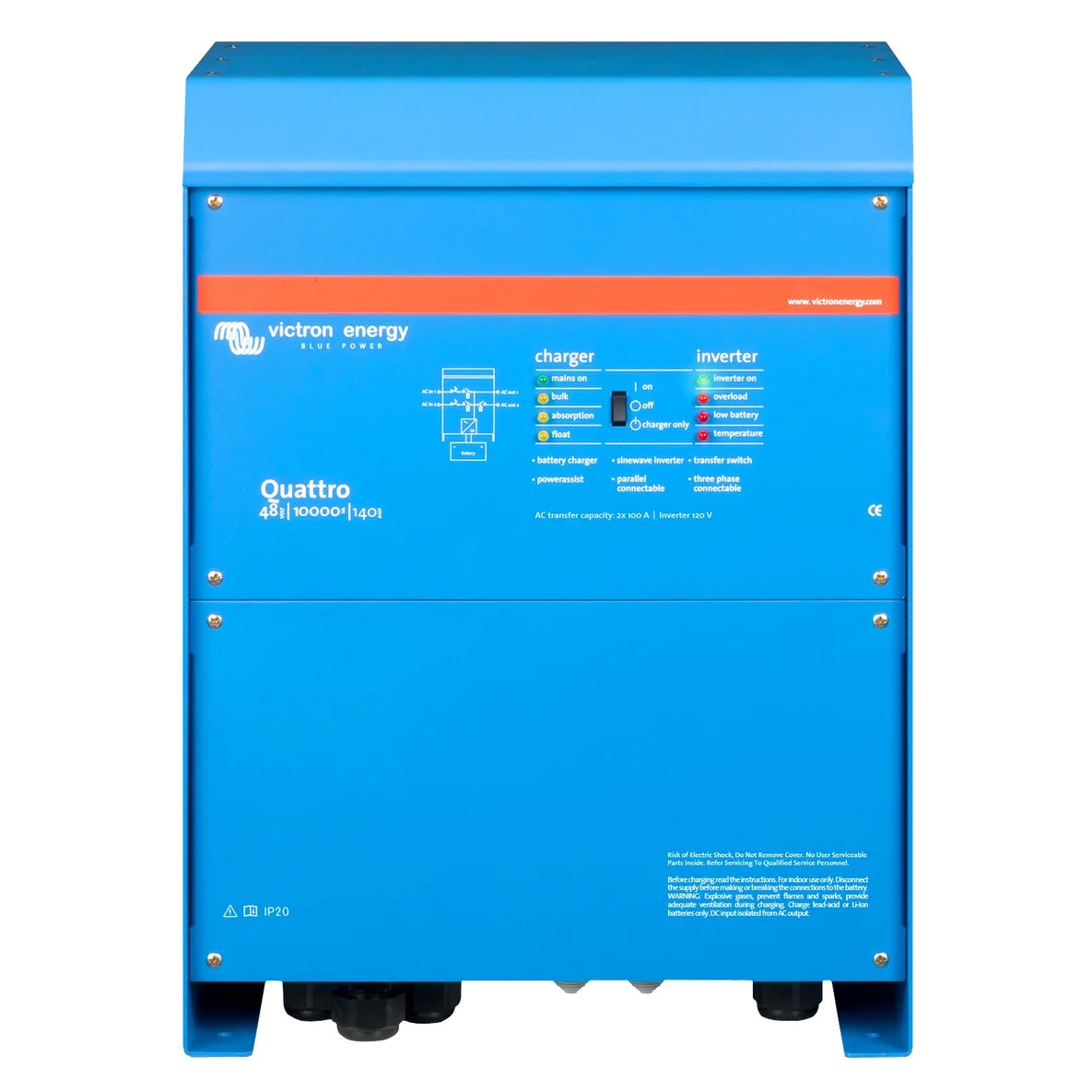 Victron Energy Quattro 48/10000/140-100/100 120V VE.Bus (UL Certified) Inverter/Charger | QUA483100102