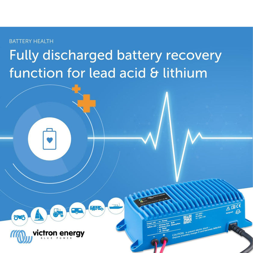 Victron Energy Blue Smart IP67 Waterproof Charger 24V/12 120V NEMA 5-15 | BPC241247106