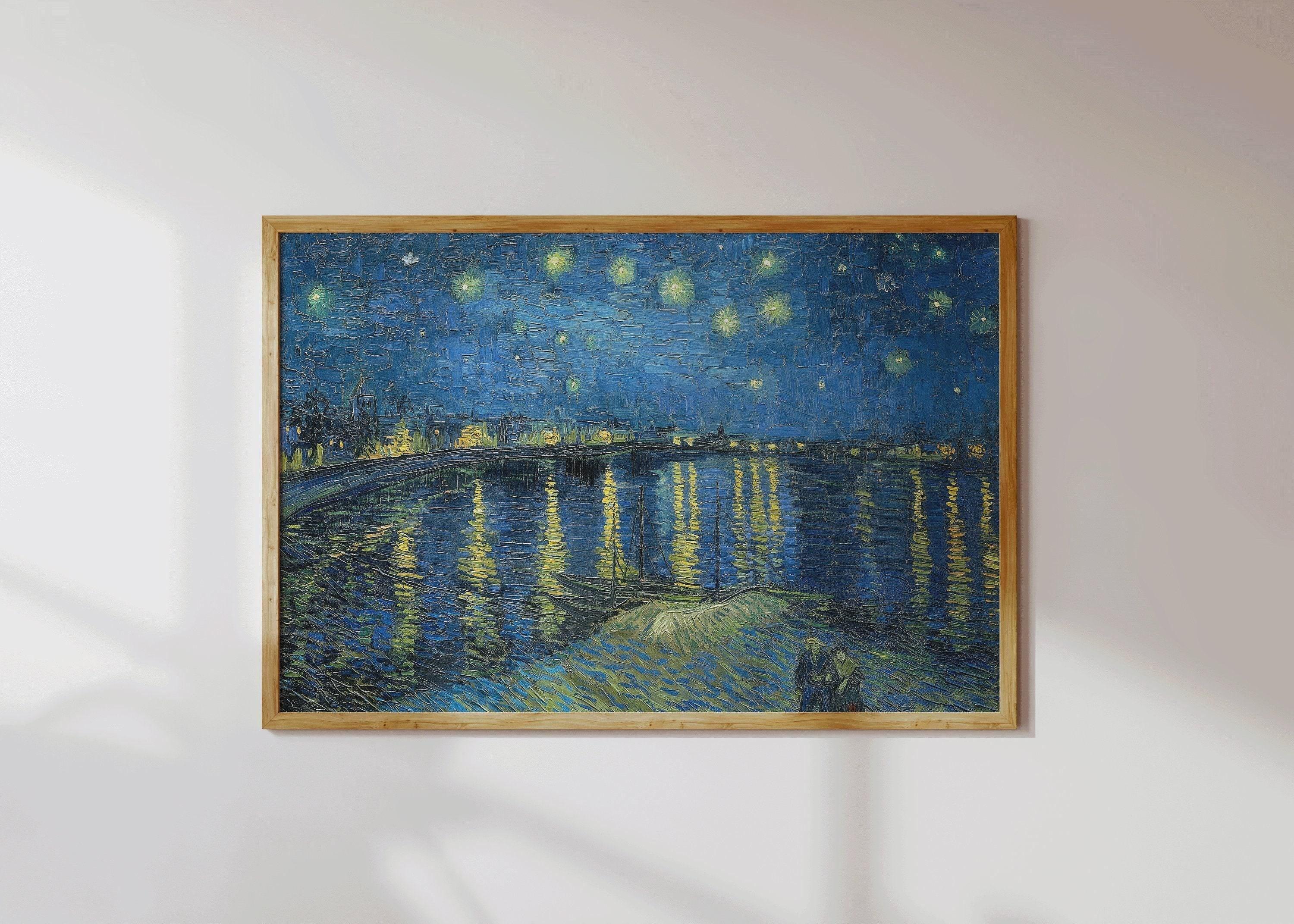 Vincent Van Gogh - Starry Night over the Rhone | Classic Impressionist Exhibition Poster Fine Art Print (available framed or unframed)