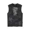 Vintage Batik Ink Letter Printing Tank Top Vest