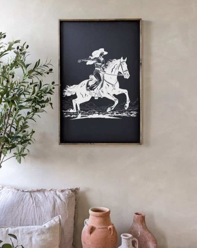 Vintage Cowgirl Wood Sign