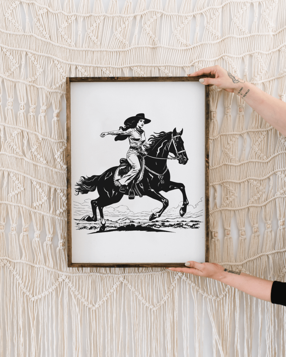 Vintage Cowgirl Wood Sign