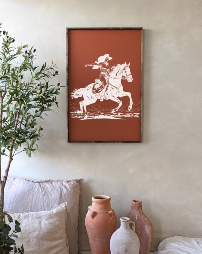 Vintage Cowgirl Wood Sign